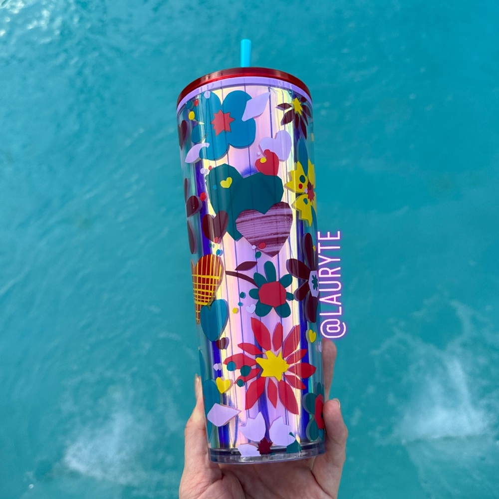 Starbucks 💖 2023 Valentines Floral Lilac Pink Love Confetti Mirrored Tumbler